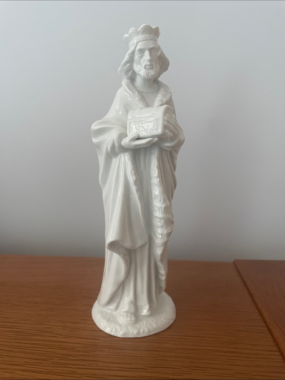 White Ceramic King for Nativity Scene